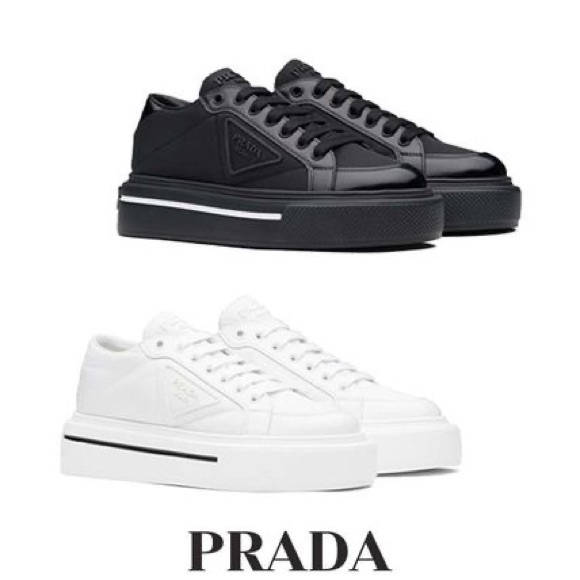 *SOLD* Prada Macro Nylon &amp; Leather Platform Sneaker - Picture 4 of 10
